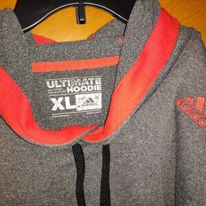 Adidas Ultimate Hoodie Mens XL Large Gray Red-Orange Fall/Winter Jacket Coat